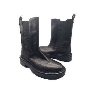 TORY BURCH Womens Benton Boots Pull On Chelsea Black Leather Midcalf sz 10.5 New